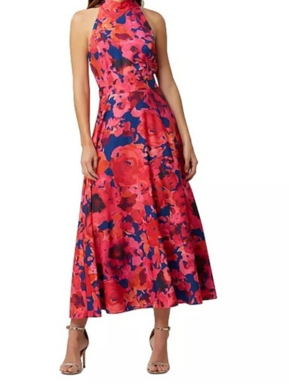 TAHARI Floral Halter Neck Dress